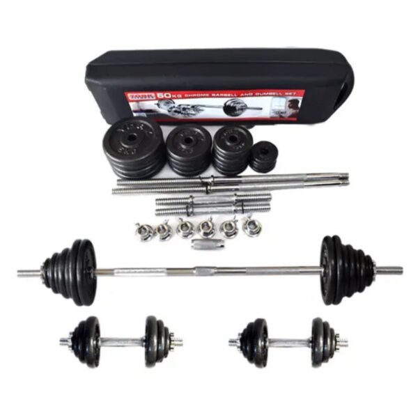 50Kg Cast Iron Adjustable Dumbbell & Barbell Set