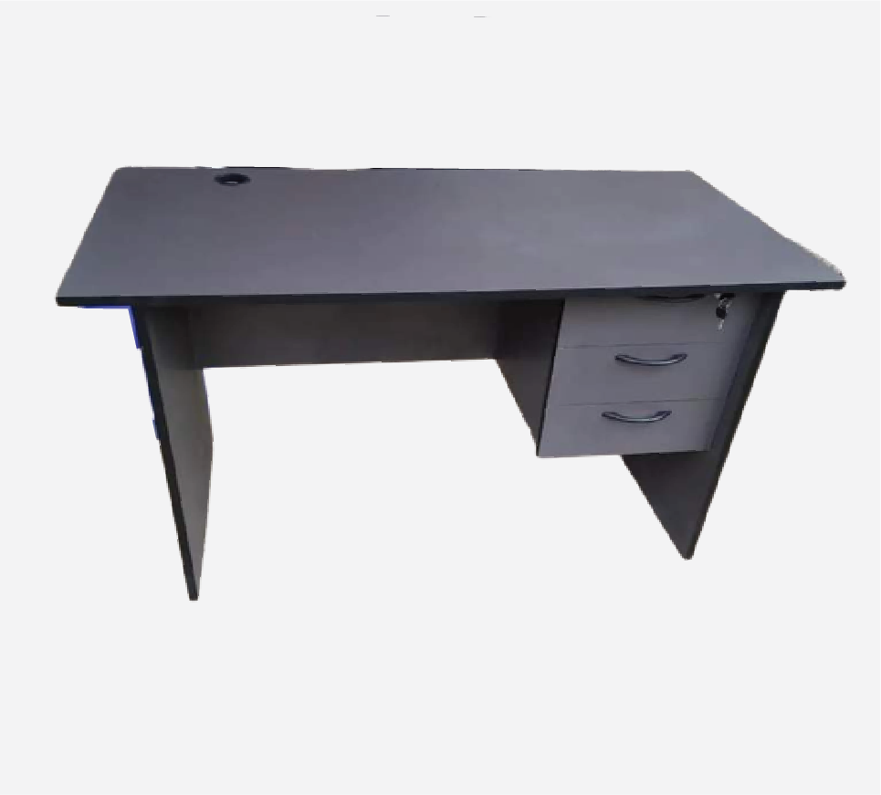 Grey-office-desk 1.2 1.2M Wooden Office Desk with 3 Drawers - Image 1