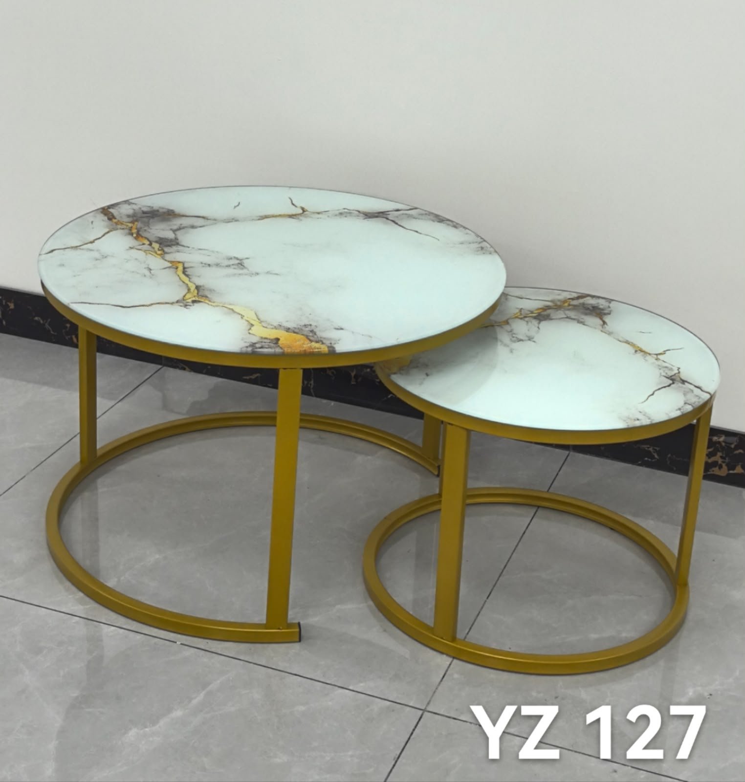 coffee table yz127 Glass Effect Nesting Coffee Table - Image 1